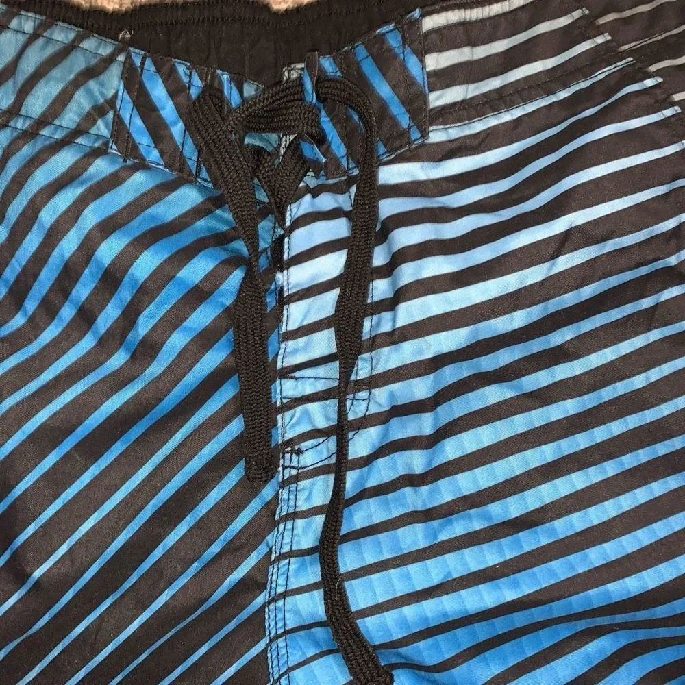 Vintage Surf Style Men's Large Black Blue Boardshorts Swimwear Bathing‎ Suit